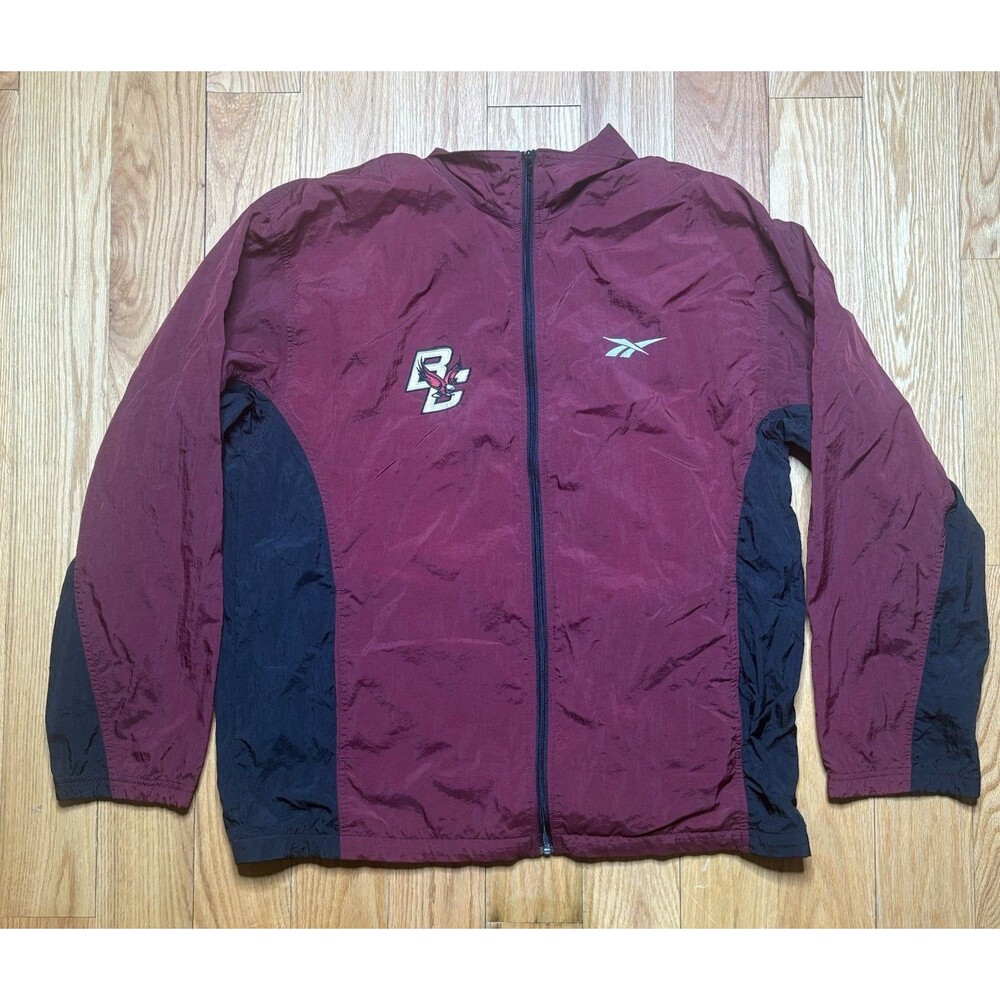 Boston College Jacket Vintage Reebok Full Zip Track Windbreaker Red Black sz XL